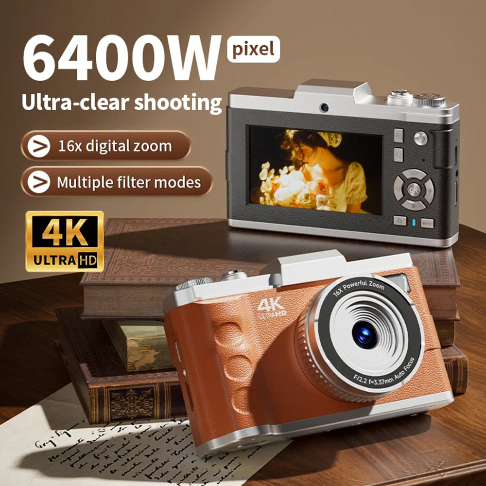 M13 Retro 64MP Digital Camera 16X Optical Zoom HD Video Recording 3.0 Inch LCD Screen Dual Lens Portable Camera - White - 4
