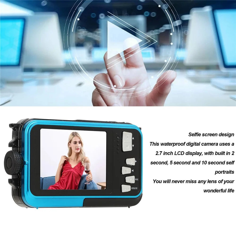 WP05 2.7 Inch LCD Screen 1080P HD Waterproof Digital Camera 10ft Underwater Camera for Swimming Diving - Blue - 2