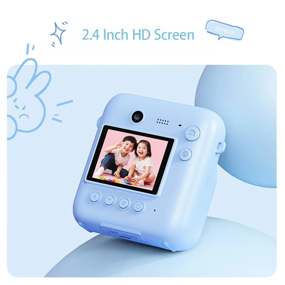 DC506 Kids Mini Instant Camera Dual Lens Front Rear 48MP Digital Instant Camera for Children Photography - Blue - 3