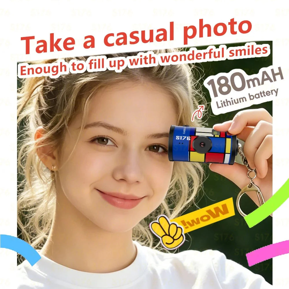 S176 Mini Thumb Camera 1.47 Inch IPS Screen 1080P HD Video Recording Portable Film Keychain Camera - White - 7