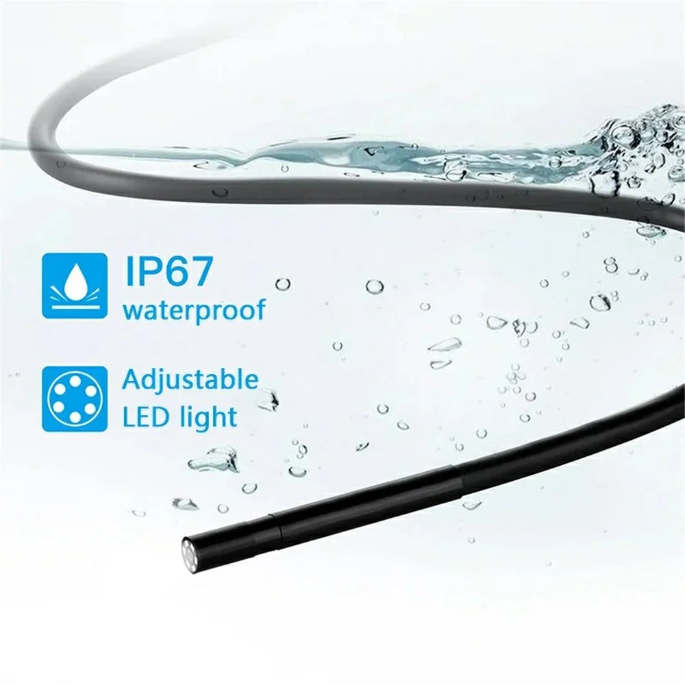 Y1002 5m Hard Wire Inspection Endoscope 5.5mm Camera Lens Type-C+USB+Android Phone Borescope - 7