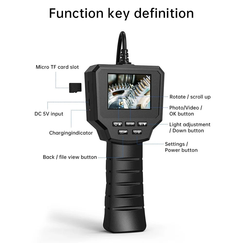 128A 1m Hard Wire 2.4-inch IPS Screen Industrial Endoscope 8mm Lens Borescope with Shooting / Video Recording Function - 6