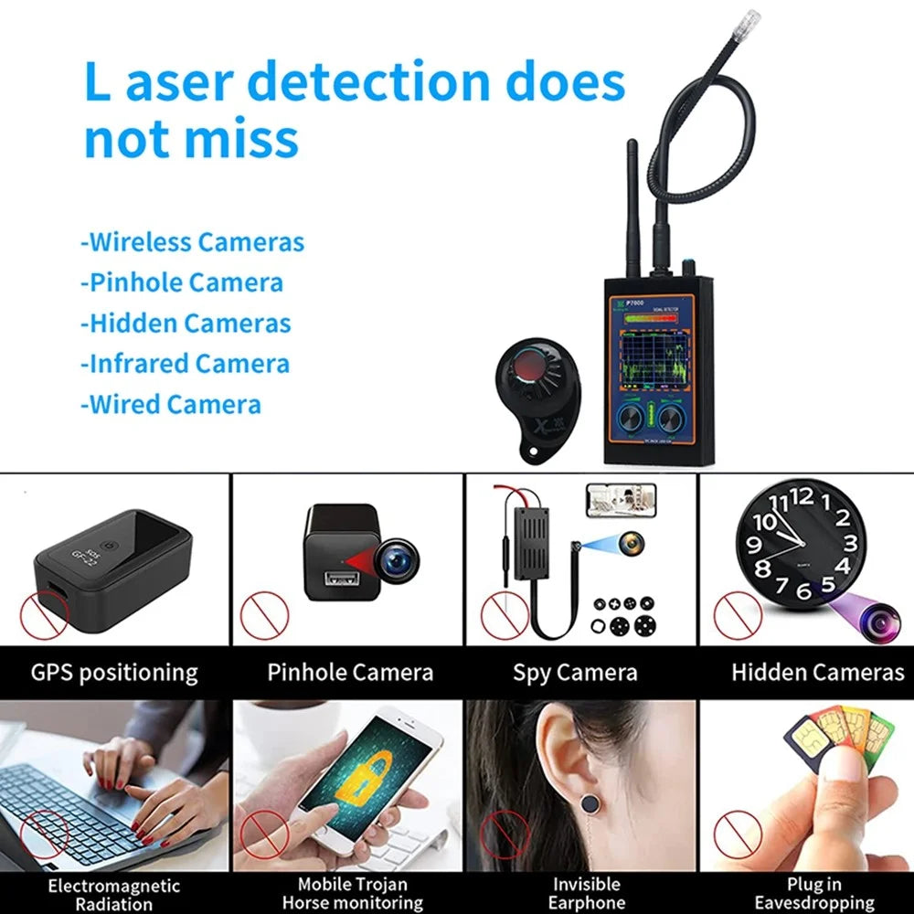 P7000 High Sensitivity Wireless RF Signal Hidden Camera Detector Scan Magnetic GPS Locator - 6