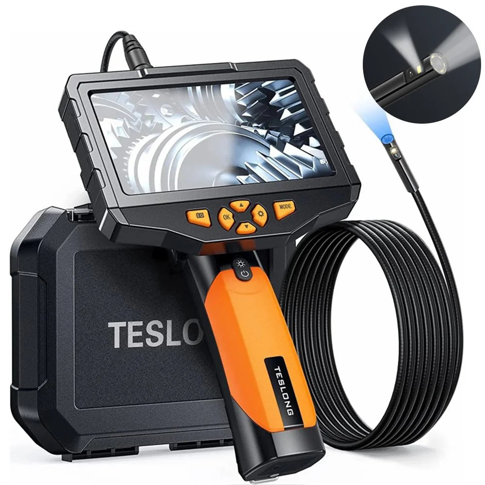 TESLONG NTS300 5m Wire Hand-Held 5.0-inch Screen Industrial Endoscope 8mm Dual Lens Pipe Inspection Borescope - 1