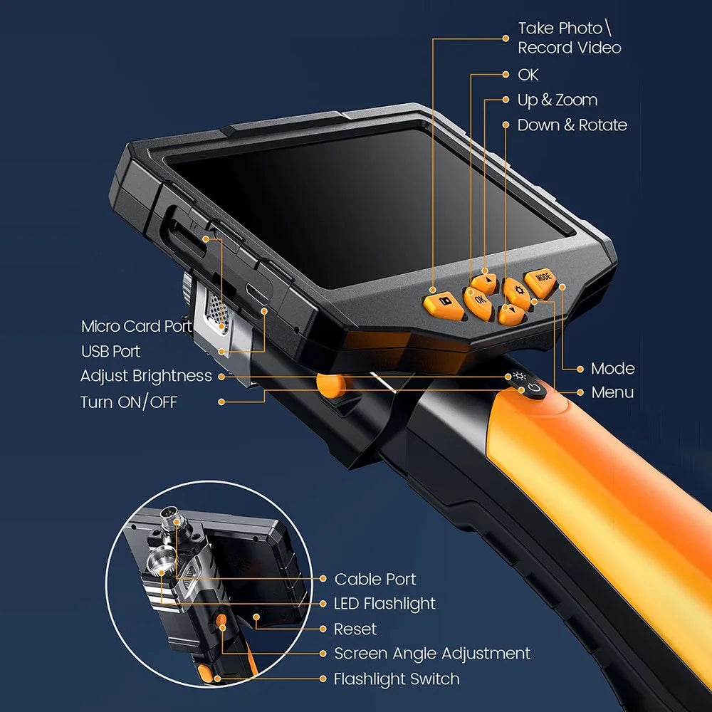 TESLONG NTS300 15m Wire Hand-Held 5.0-inch Screen HD Endoscope 8mm Dual Lens Pipe Inspection Borescope - 6