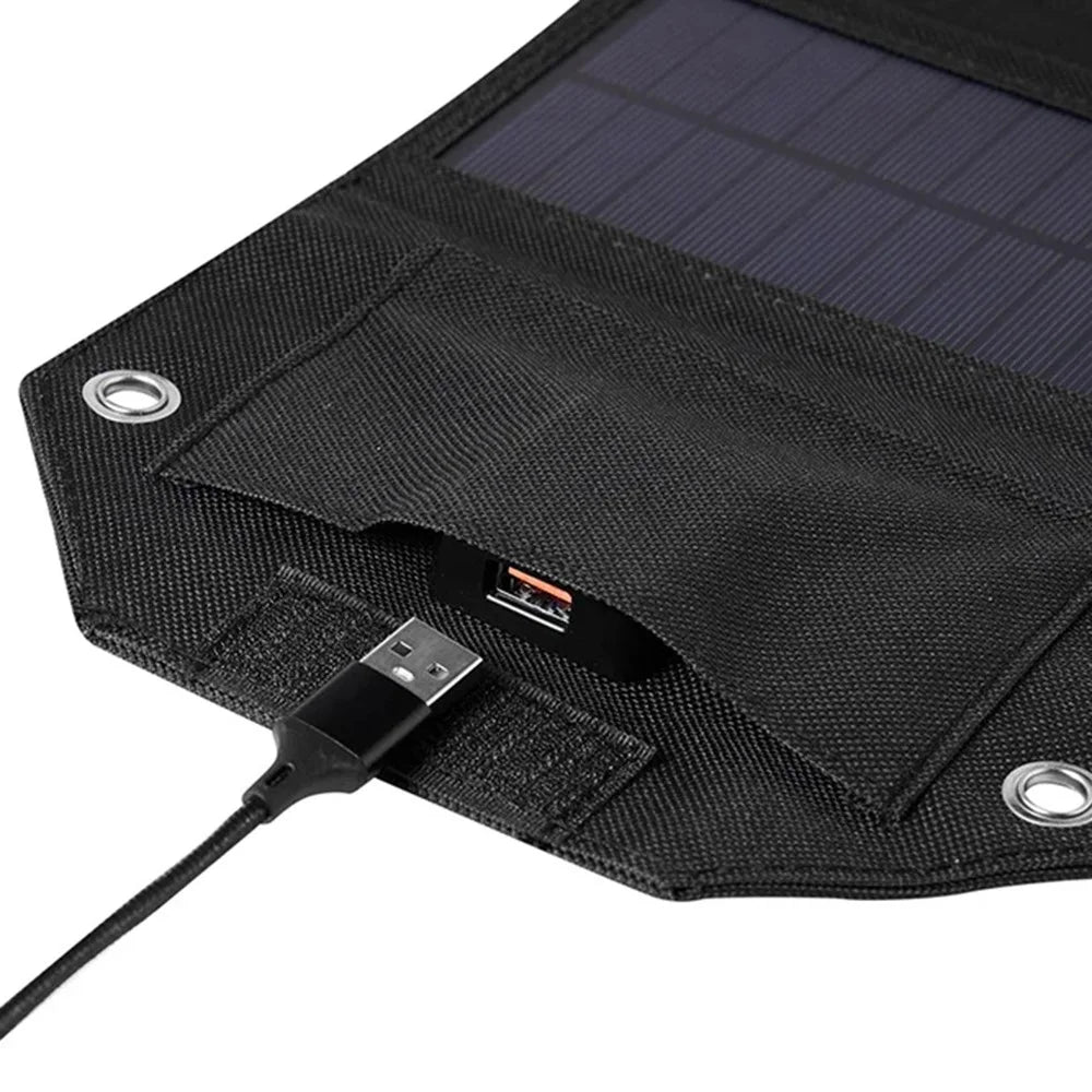 SPB4Z Foldable 4 Solar Panel Charger 8W 5V Portable Solar Charger for Outdoor Hiking Camping - Black - 4