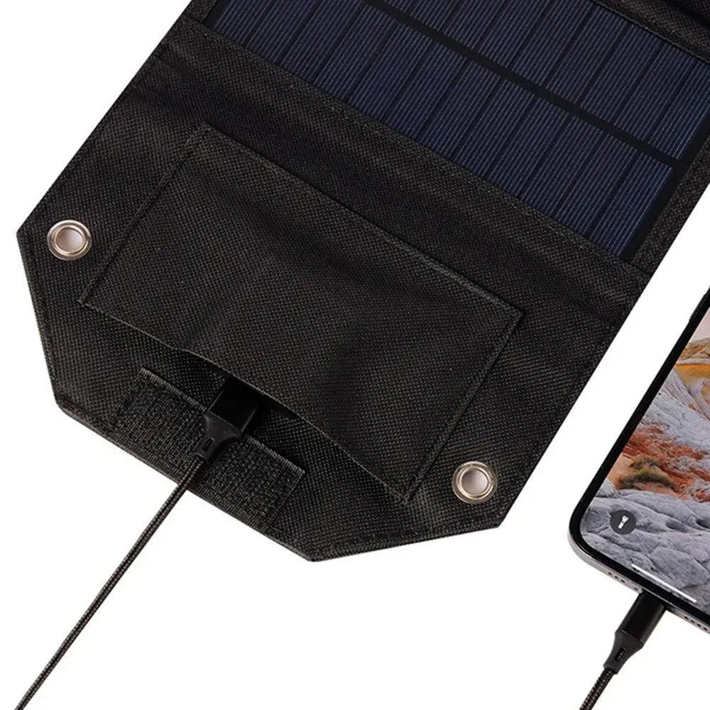 SPB4Z Foldable 4 Solar Panel Charger 8W 5V Portable Solar Charger for Outdoor Hiking Camping - Black - 5