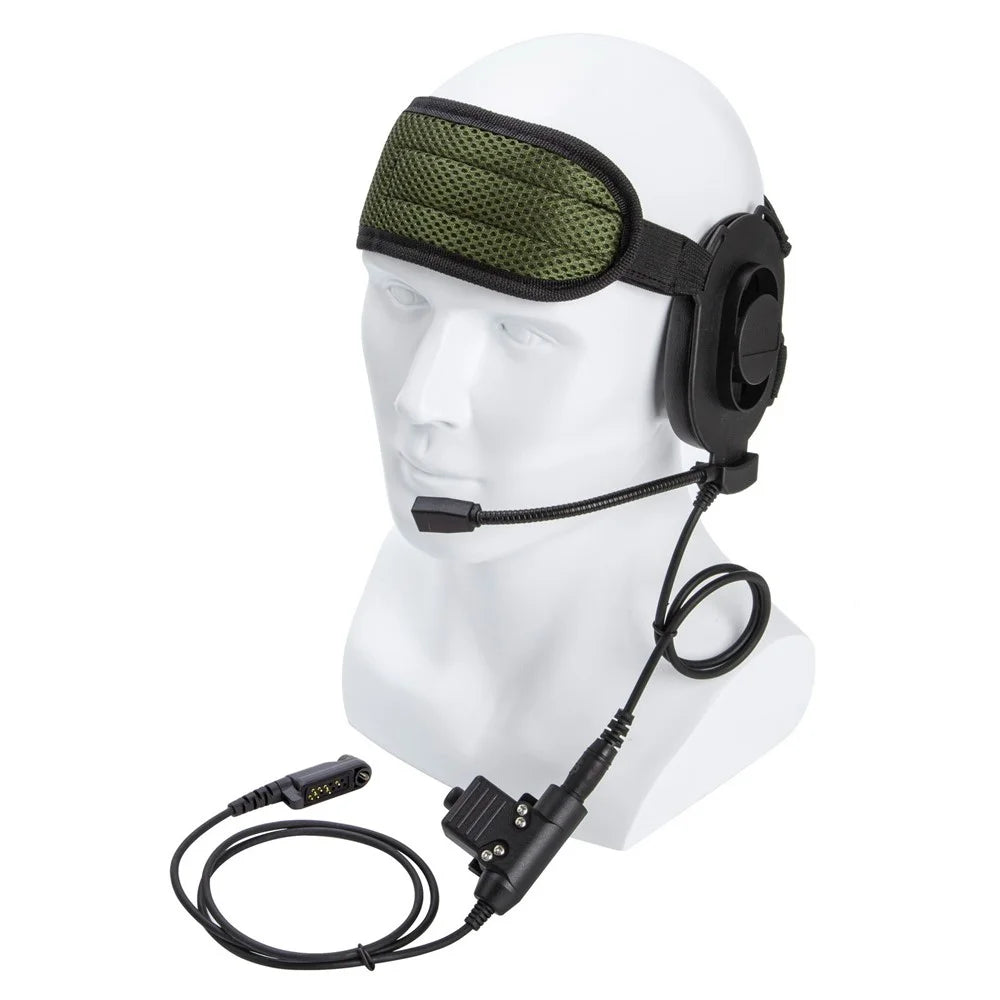 For Hytera PD680 / X1p / PD660 / PD600 / AR685 HD01 Single Ear Walkie Talkie 7.1mm Headphone with U94 PTT Adapter - Black - 1