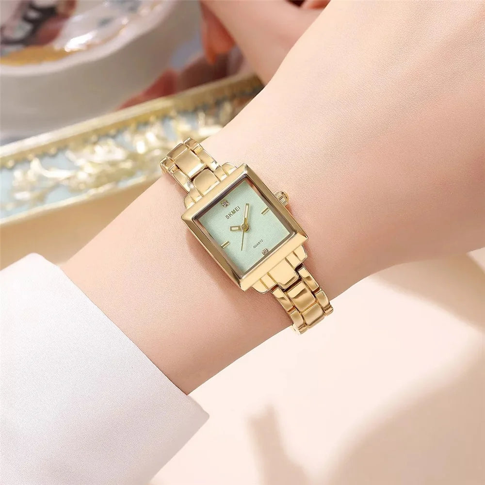 SKMEI 2315 Stylish Women Square Quartz Watch Alloy Strap Pointer Wrist Watch - Gold - 3