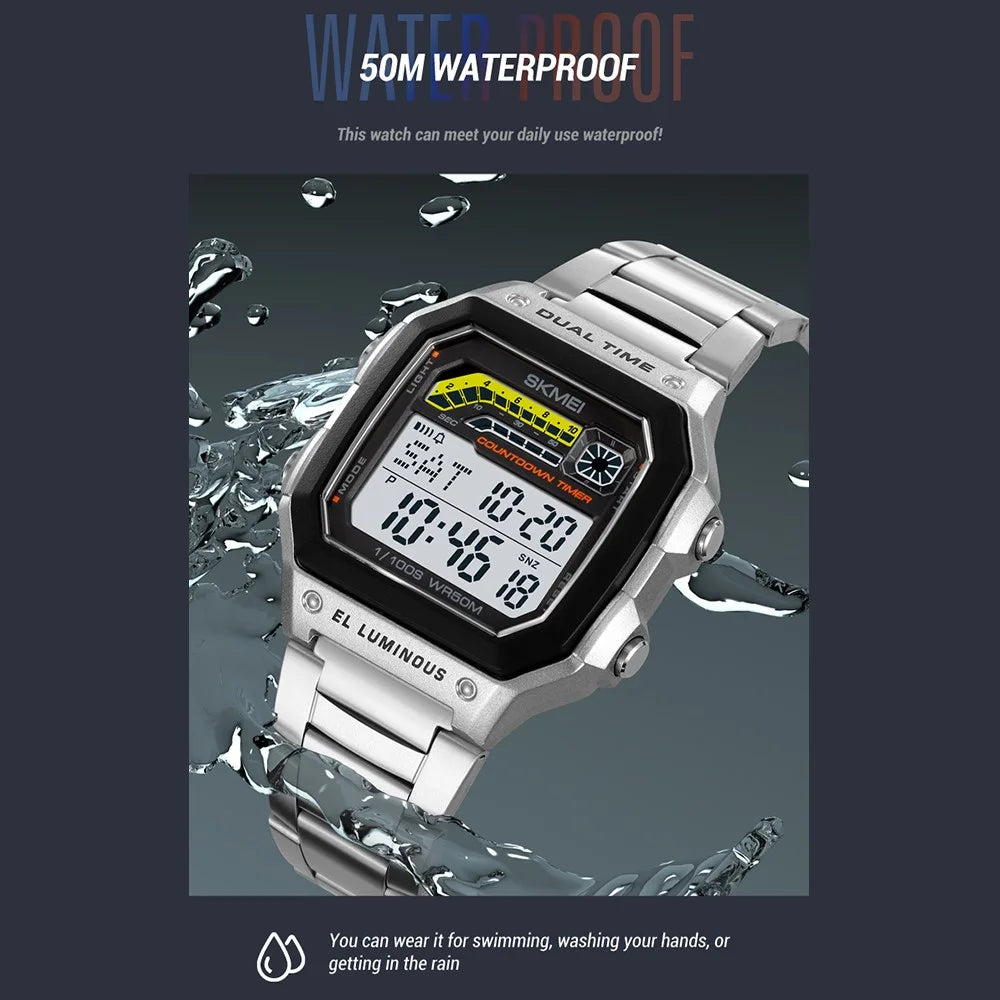 SKMEI 2307 Square Digital Watch Luminous Outdoor Sports Electronic Watch - Black - 3