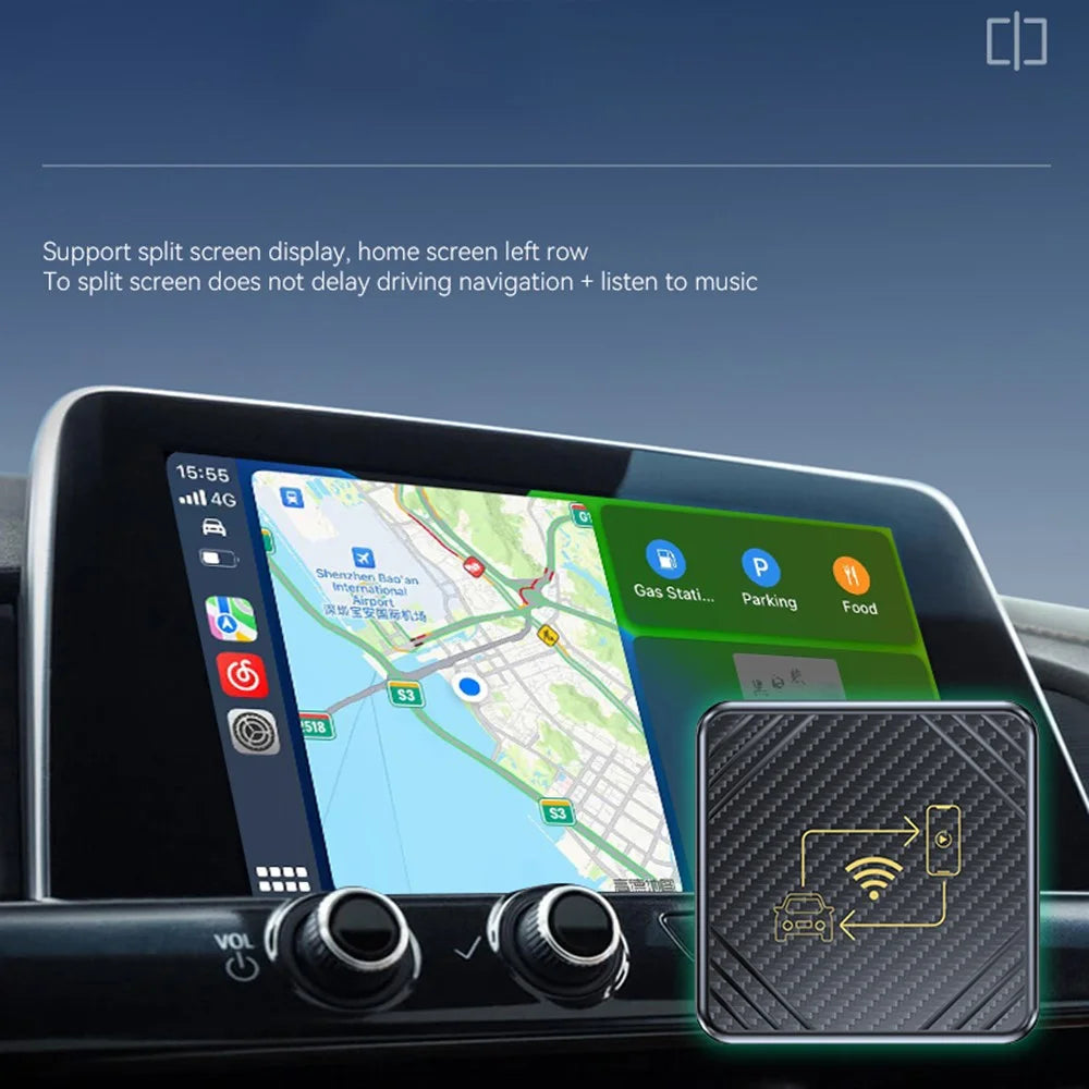 Q1 Carplay Android Auto 2-in-1 AI Box Bluetooth-compatible 5.0 Wired to Wireless Adapter - Gold - 7