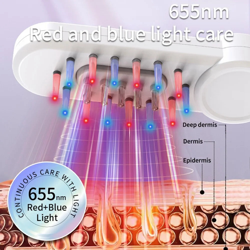 Red / Blue Light Hair Care Massager Comb with Liquid Guide, Vibration, CE Certified - White - 4