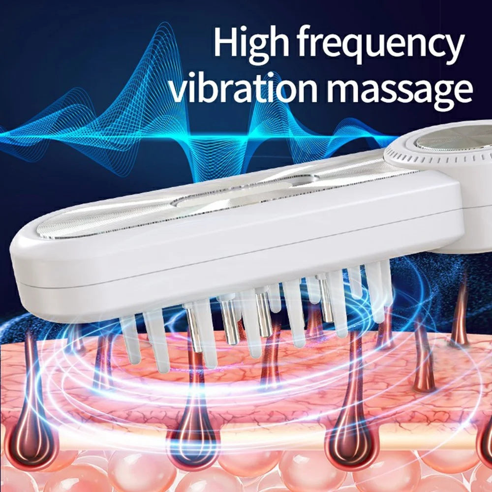 Red / Blue Light Hair Care Massager Comb with Liquid Guide, Vibration, CE Certified - White - 5