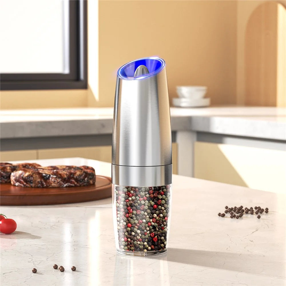 KLT DGS-KYMQ-53B 2Pcs Battery Powered Gravity Sensing Stainless Steel Electric Pepper Grinder (BPA Free, No FDA Certification) - 3