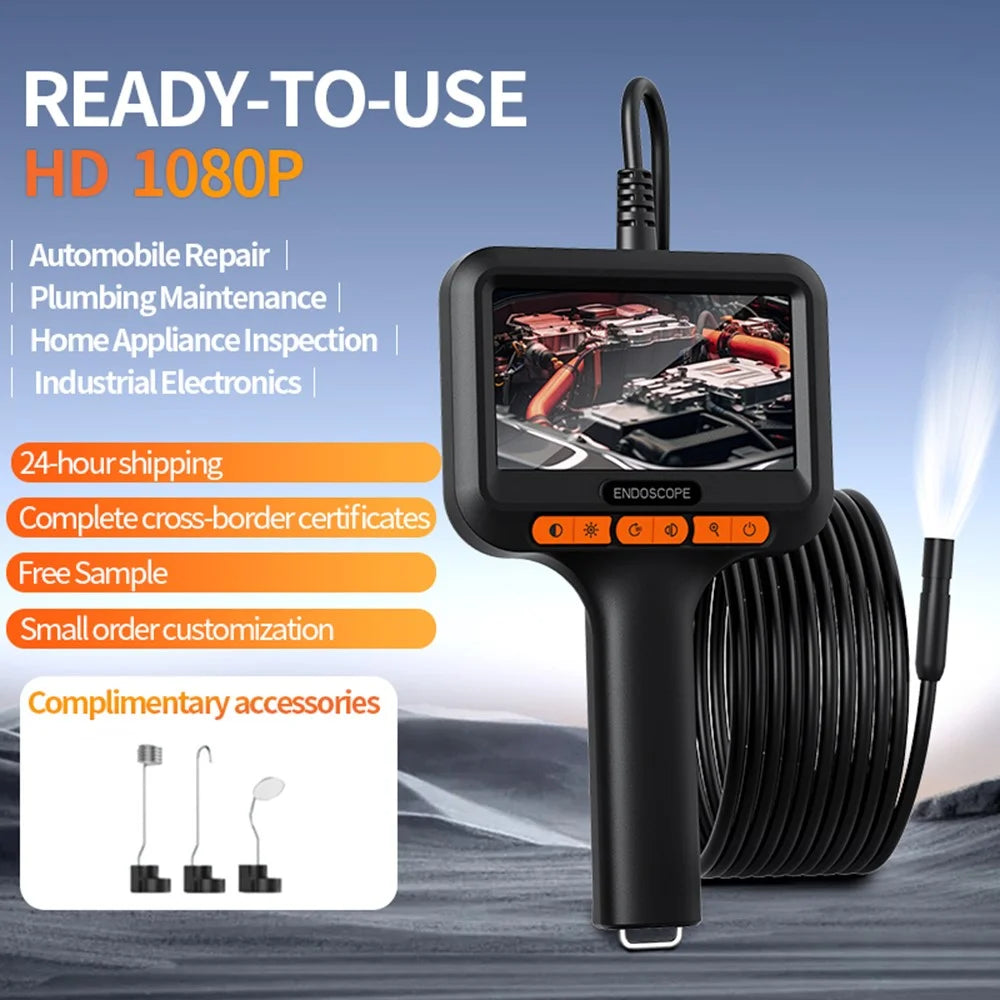 T42-AV 8mm Single Lens Endoscope 4.3 Inch IPS Screen 1080P HD Handheld Inspection Camera - 100m Wire - 2