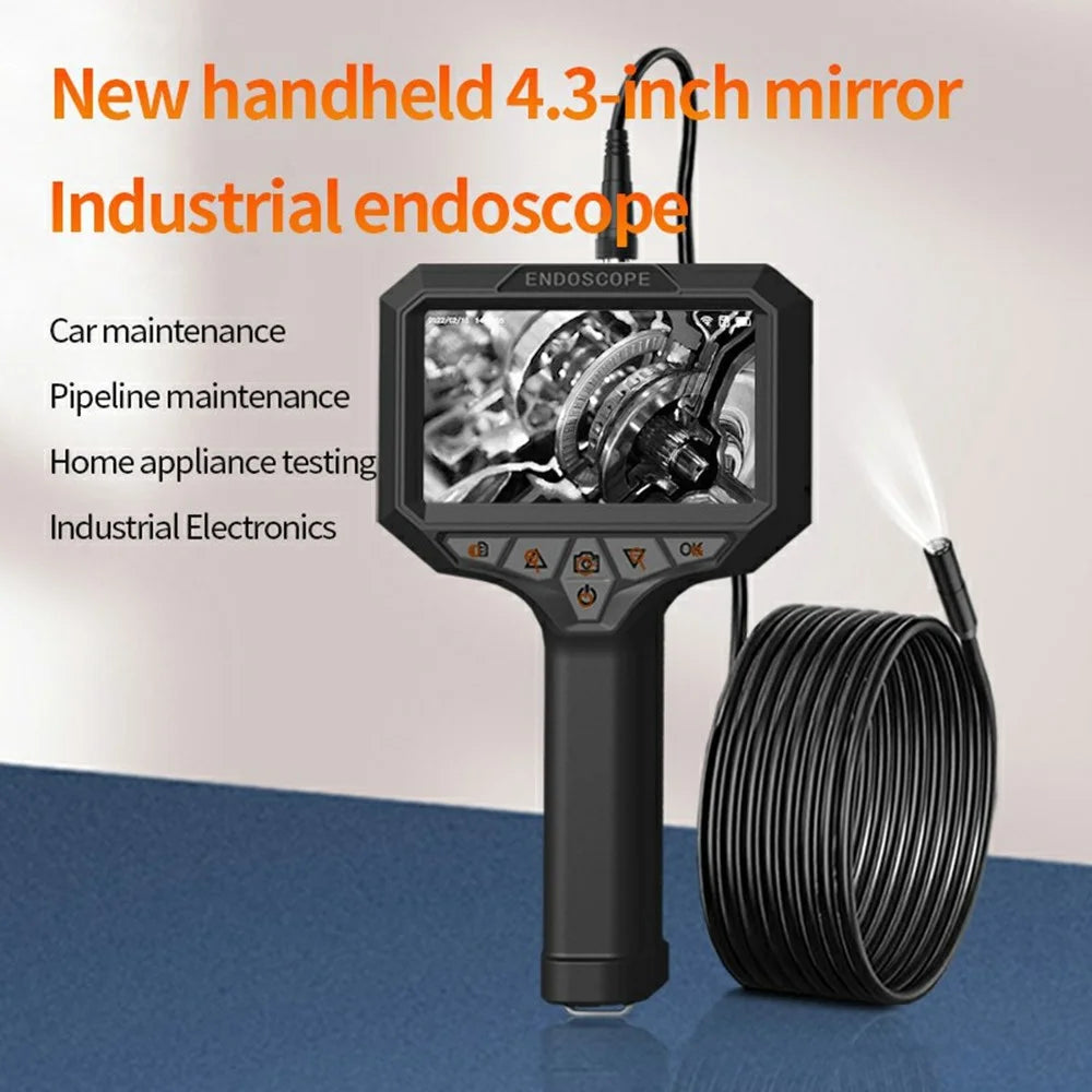 T32-AV 8mm Single Lens Endoscope 4.3 Inch Screen 1080P HD Handheld Inspection Camera - 3.5m Hard Wire - 2