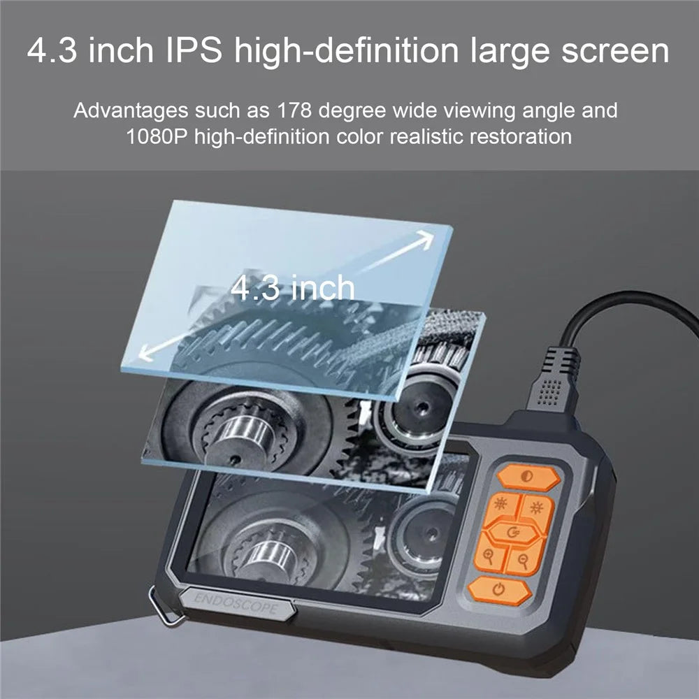 T30-AV 8mm Single Lens 4.3 Inch IPS Screen 1080P HD Endoscope Camera - 15m Rigid Cable - 4