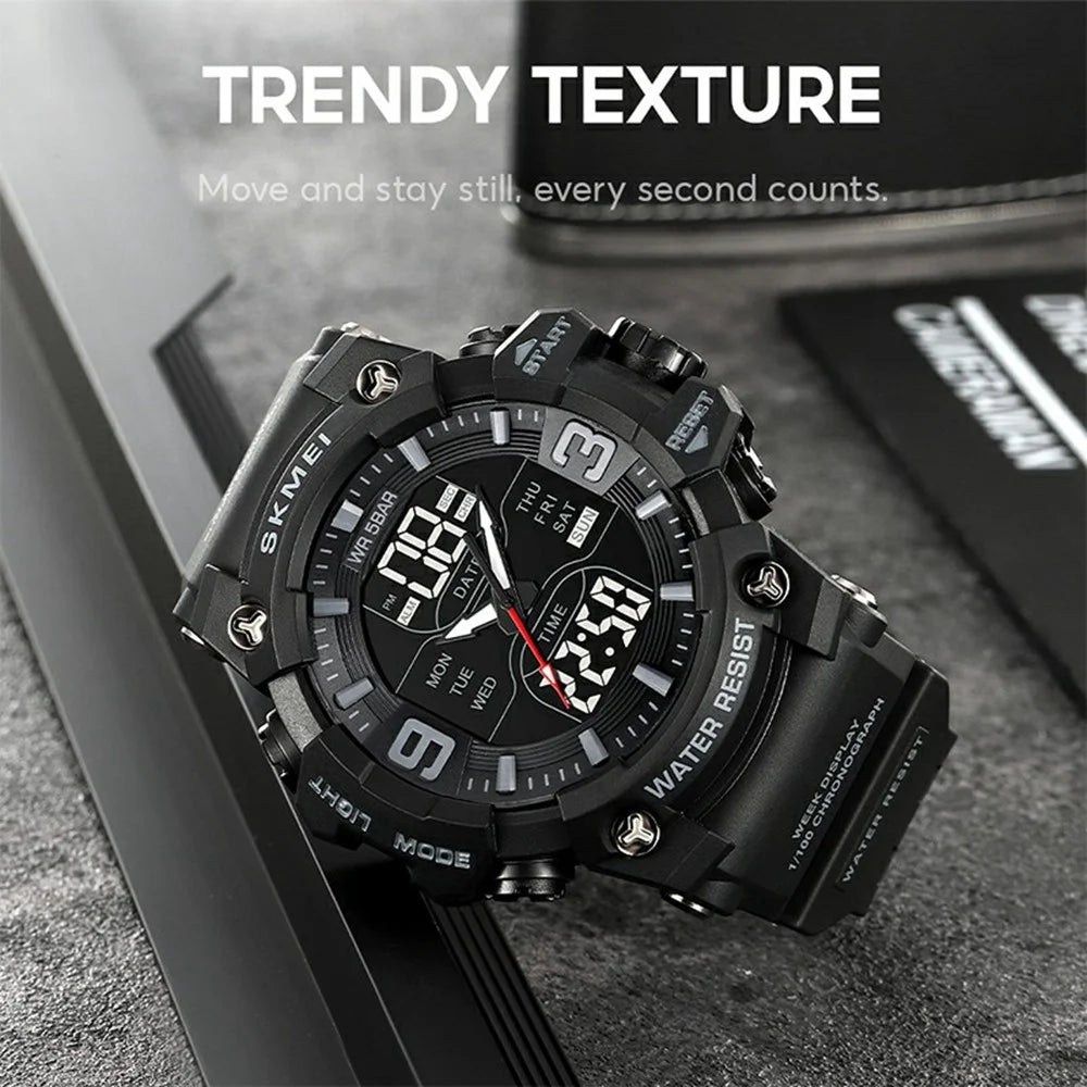 SKMEI 2222 Outdoor Sports Multi-function Electronic Watch 50m Waterproof Luminous Stopwatch - Black+Colorful Dial - 3