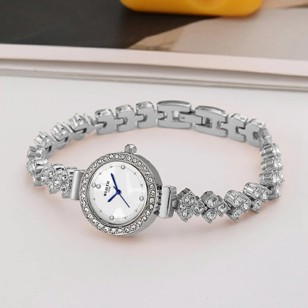 WLISTH 6196 Stylish Zircon Decor Women Round Quartz Watch Metal Strap Wrist Watch - 3