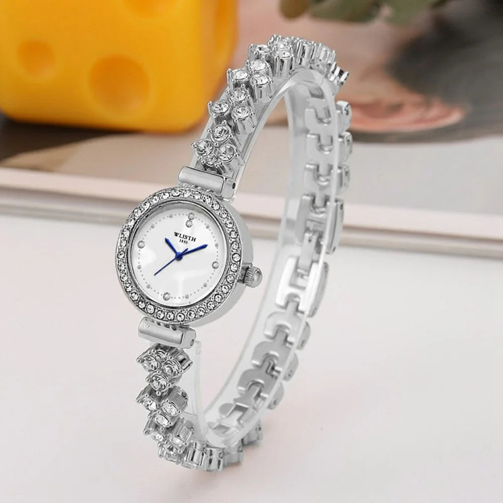 WLISTH 6196 Stylish Zircon Decor Women Round Quartz Watch Metal Strap Wrist Watch - 5