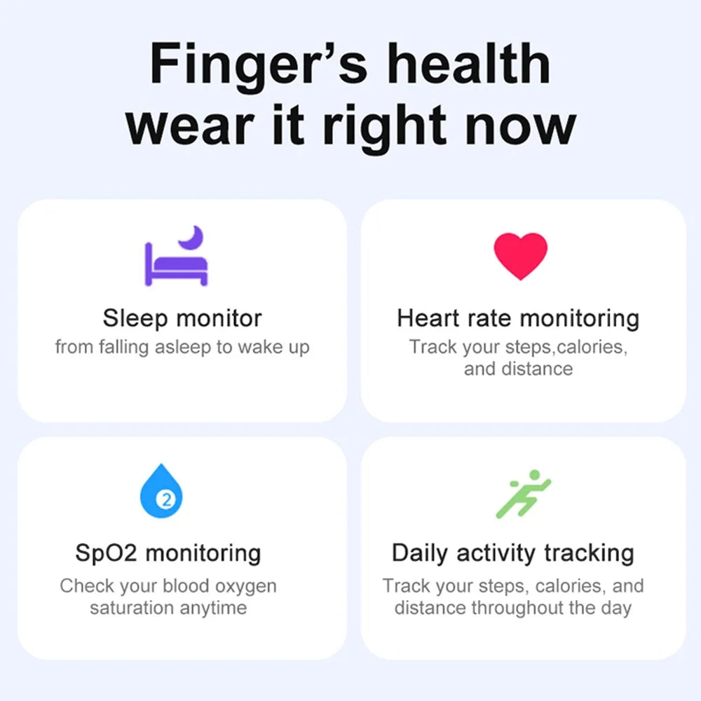 R03 Sleep Tracker Blood Oxygen Heart Rate Monitor Multifunction Smart Ring ( Magnetic Cable Charging ) - Black / Size 7 - 2