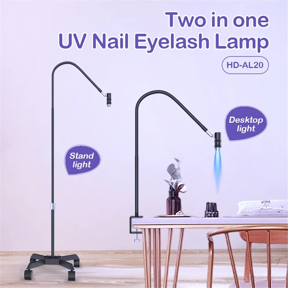AL30 UV Lamp For Eyelash Extension / Nail Art 6W LED Light Curing Dryer with 360° Adjustable Gooseneck - Black - 2