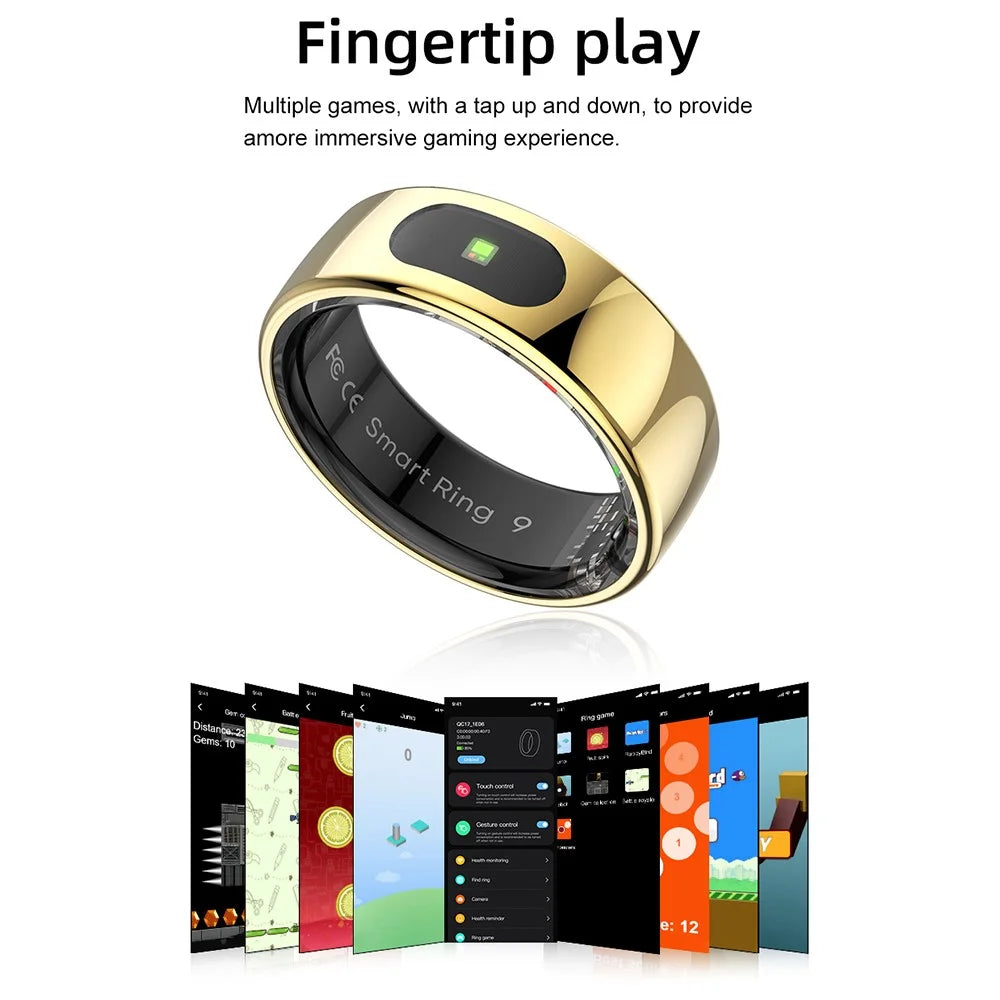 R08 Smart Ring 5 ATM Waterproof Heart Rate Blood Pressure Body Temperature Monitor Finger Ring - Black / Size 7 - 5