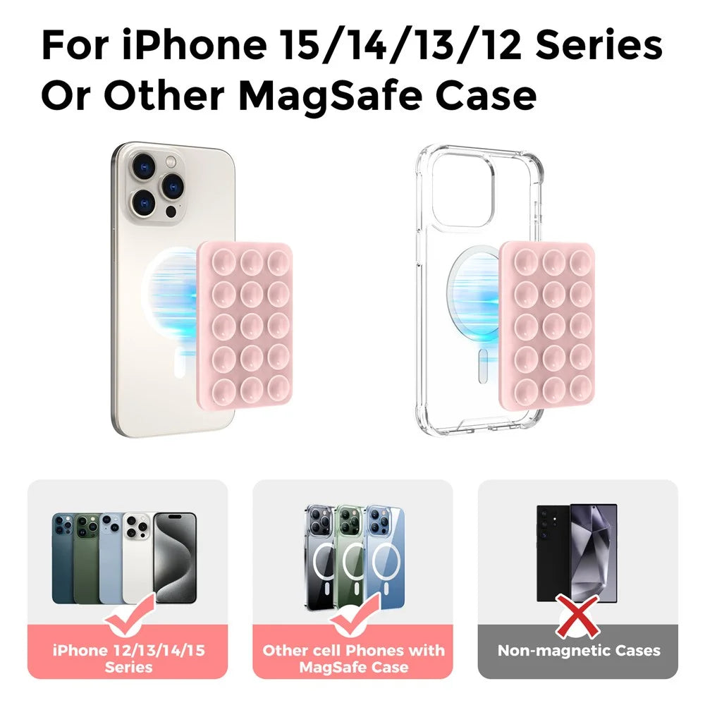 AHASTYLE PT-CY202 Magnetic Silicone Cup Phone Holder Multi-Function Phone Mount - Pink - 3