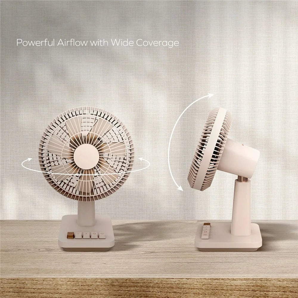 MOMAX 1-Degree Pod Mini Desktop Fan Gentle Breeze Rechargeable 4 Speeds Home Office Fan Cooler - Desert Gold - 4