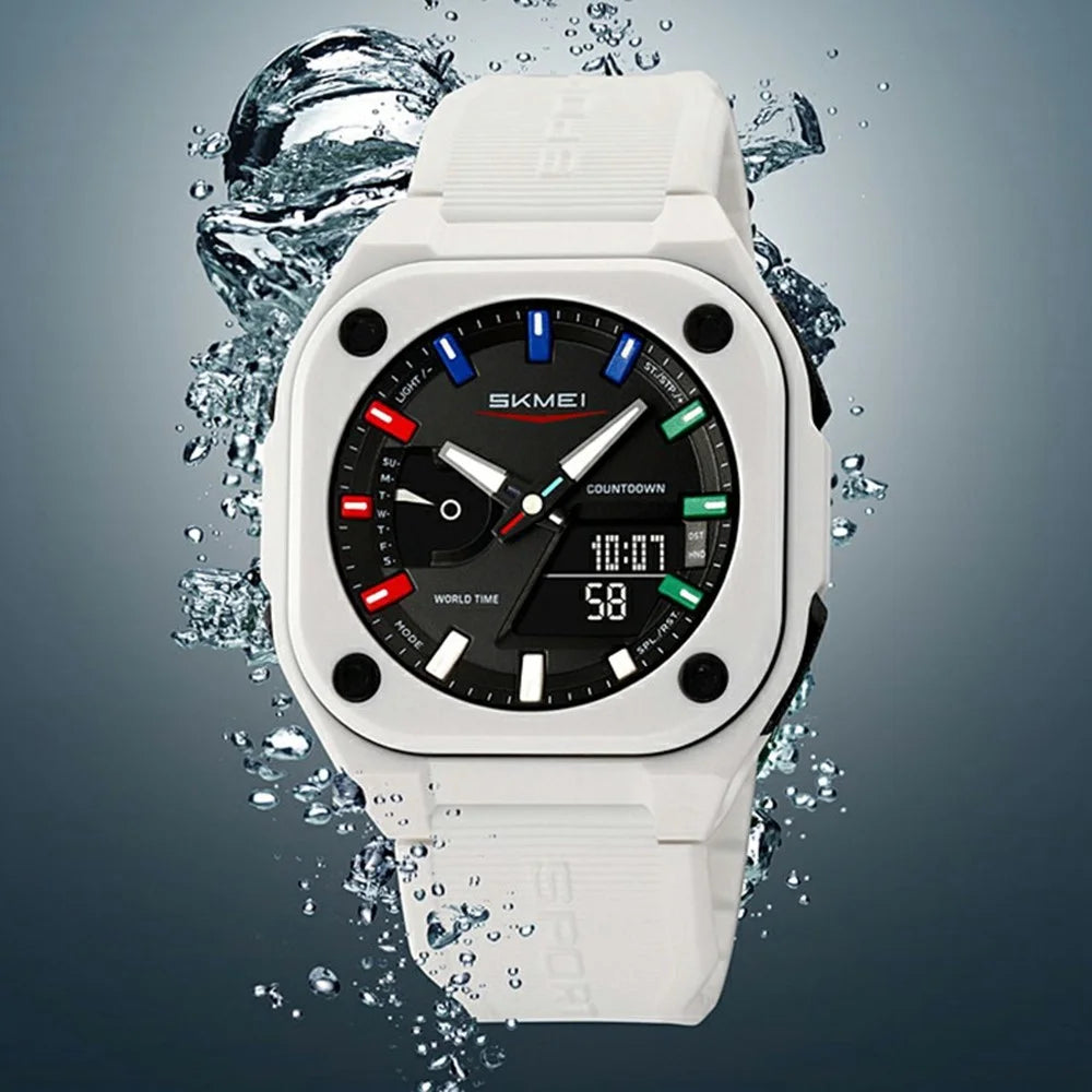 SKMEI 2328 Outdoor Student Square Electronic Watch 50M Waterproof Multifunction Sports Timepiece - Transparent Black - 4