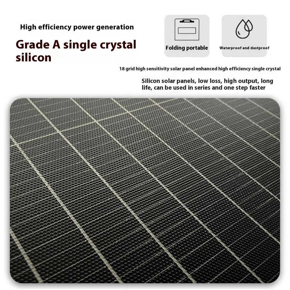 EYONGPV 500W Foldable Solar Panel Photovoltaic Monocrystalline Outdoor Power Charger for RV Camping Travel Emergency Use - Black - 6