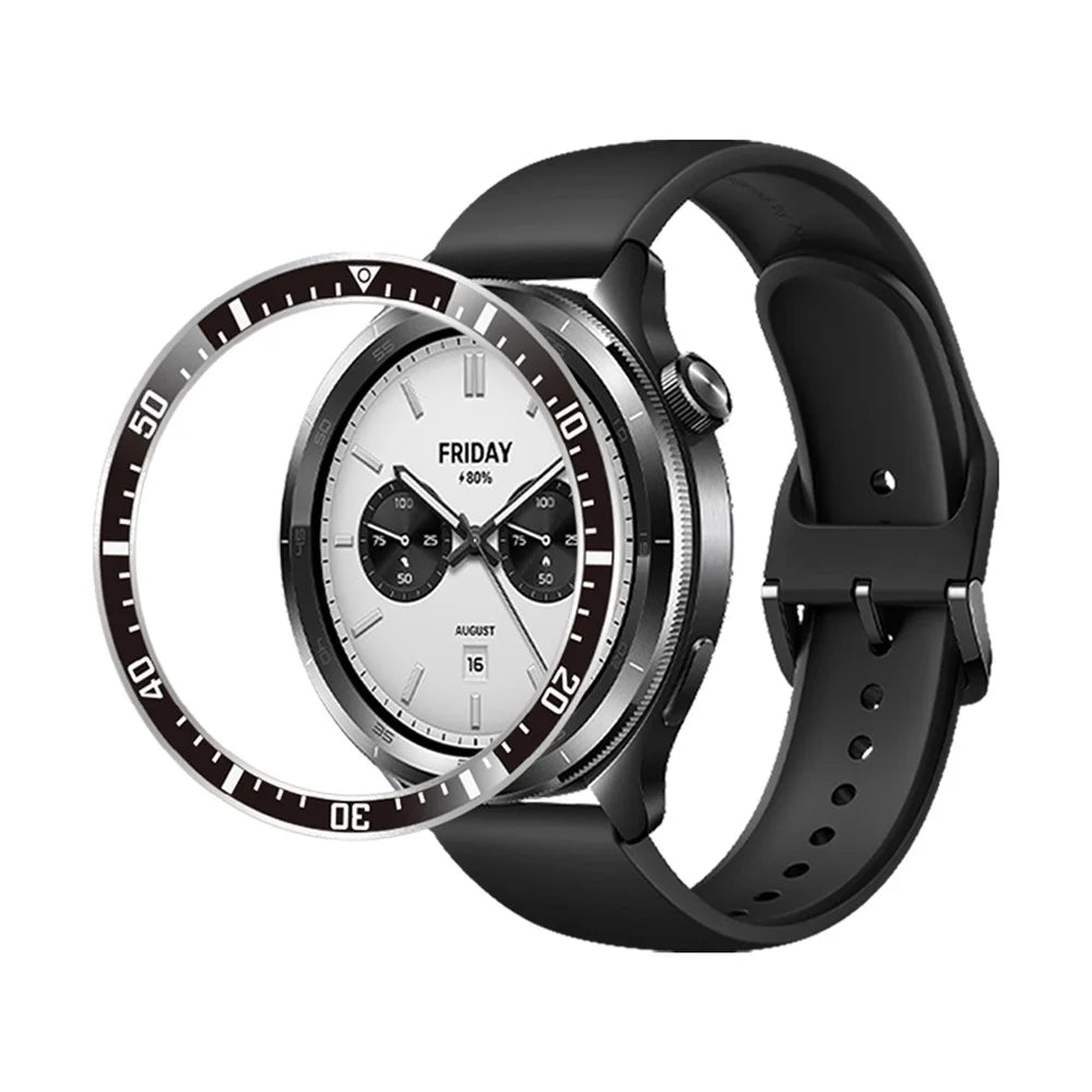 For Xiaomi Watch S4 / S3 Bezel Ring Anti Scratch Aluminum Alloy Adhesive Cover - Black / White Characters - 3