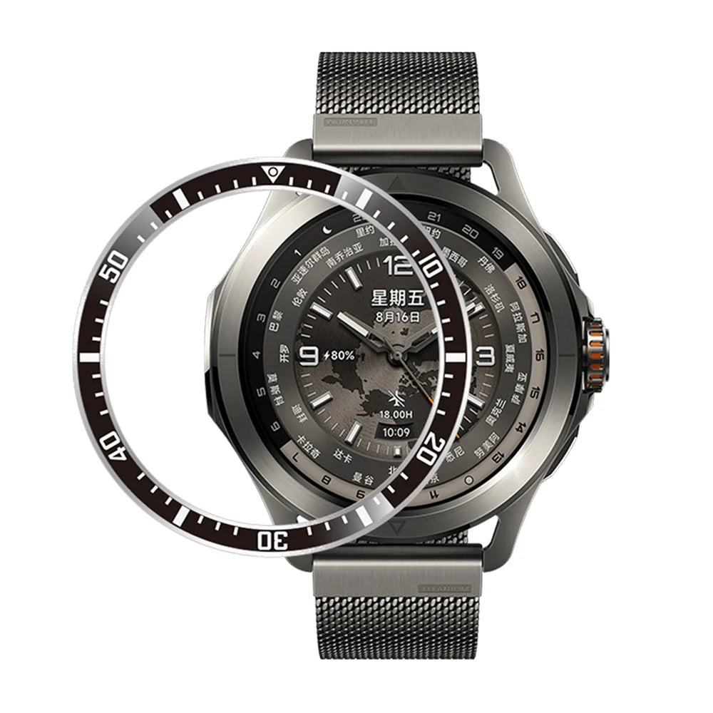 For Xiaomi Watch S4 / S3 Bezel Ring Anti Scratch Aluminum Alloy Adhesive Cover - Black / White Characters - 4
