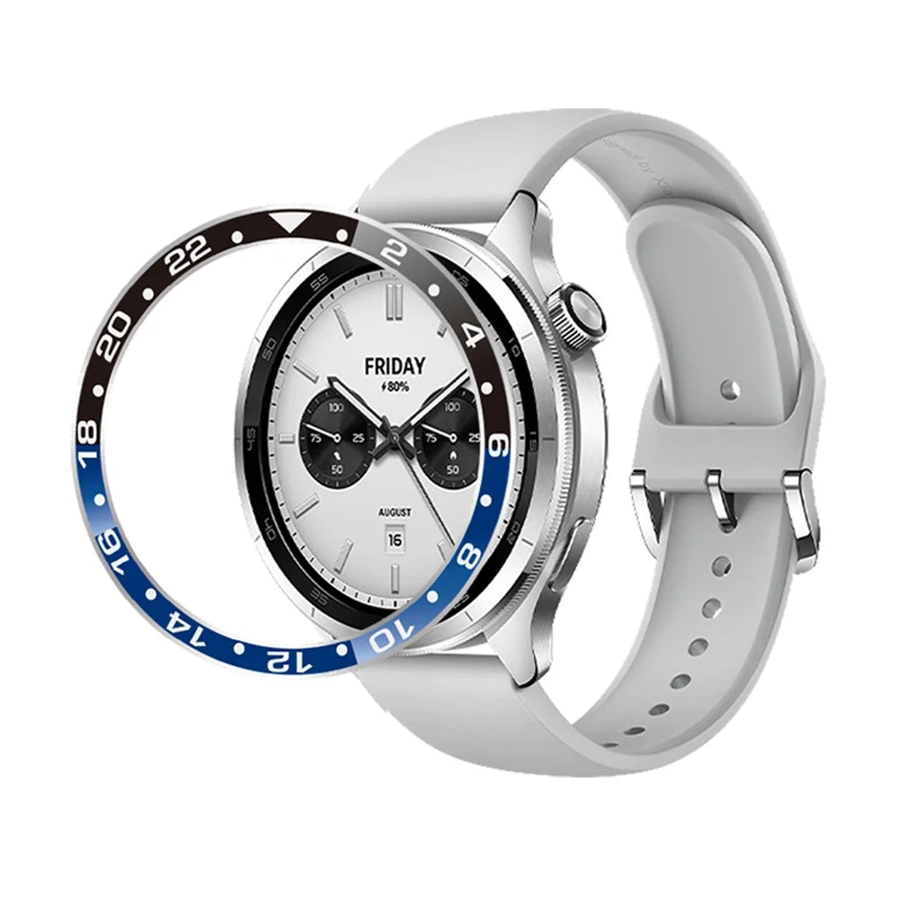For Xiaomi Watch S4 / S3 Bezel Ring Aluminum Alloy Dual Color Protective Cover - Black + Blue - 3
