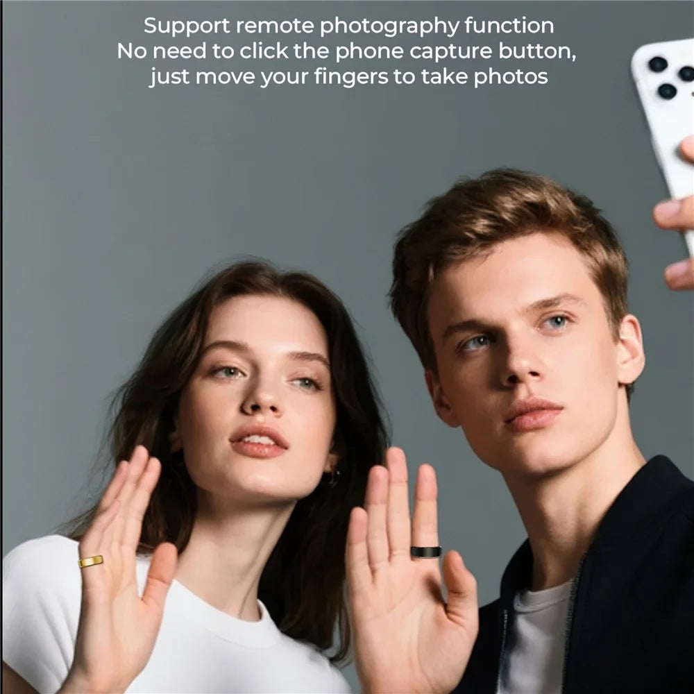 R100 Multifunction Smart Ring Health Monitoring Blood Oxygen Heart Rate Sleep Tracker with Charging Case - Silver / Size 8 - 6