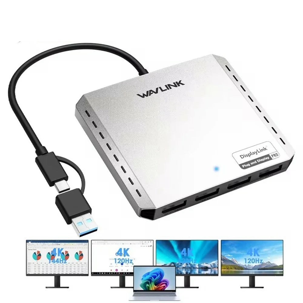 WAVLINK WL-UG7501DH-PD 2 DP + 2 HD Converter 4K / 8K Display Adapter with 85W Upstream Charging for Intel / M1 / M2 / M3 / M4 Mac and Windows - 3