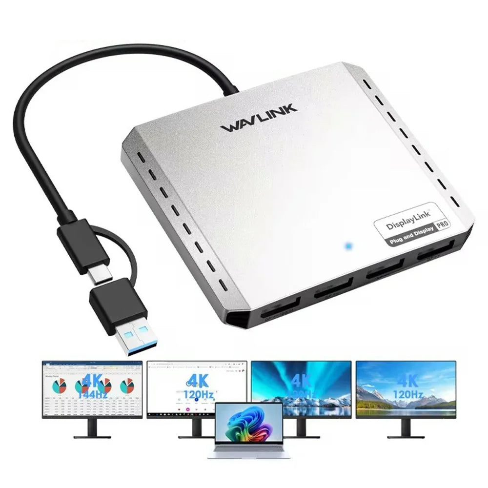 WAVLINK WL-UG7501D-PD 4 DP Converter 4K / 8K Display Adapter with 85W Upstream Charging for Intel / M1 / M2 / M3 / M4 Mac and Windows - 3