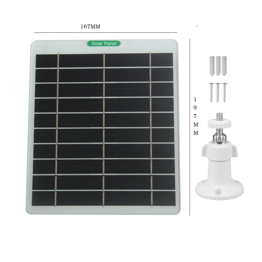 5W 5V Solar Charging Panel DC3.5 Monocrystalline Silicon Charger with 3m Cable for Outdoor Camera / Security Doorbell - Black - 4