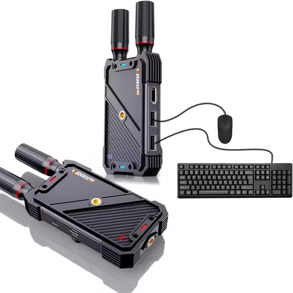 VRRIIS 082K 400m Wireless HD KVM Extender Video Transmitter and Receiver Support USB Keyboard Mouse - US Plug - 4