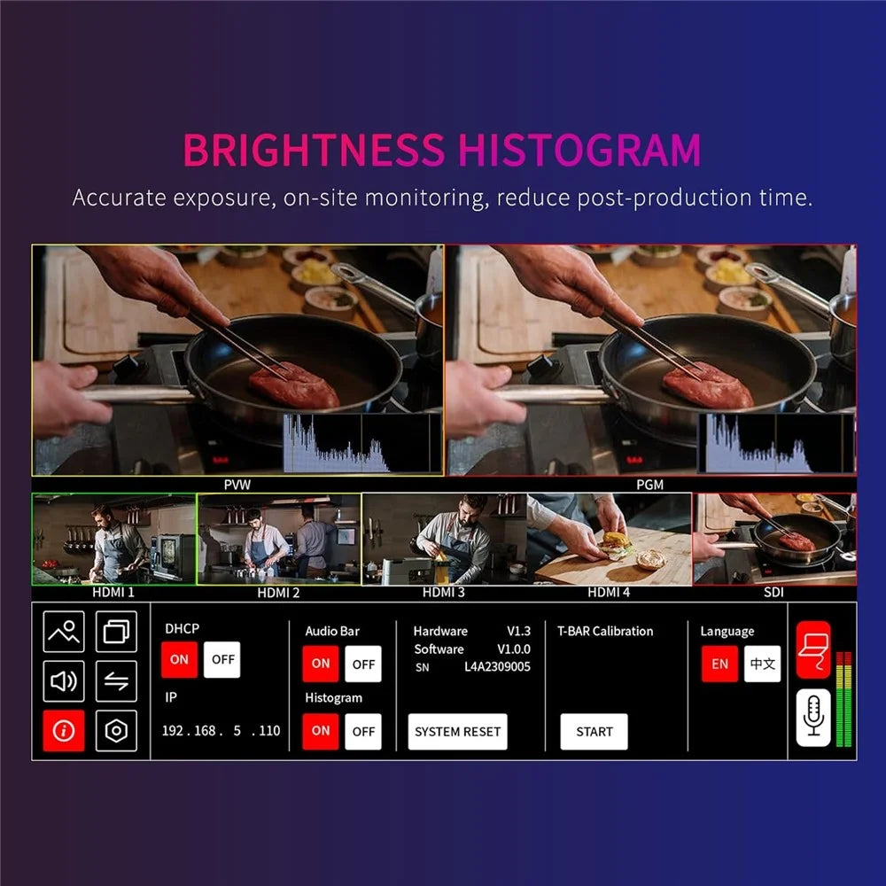 FEELWORLD L4 10.1-Inch Touch Screen HD SDI Video Switcher / Streaming Mixer / Multi-Camera Live Switcher for Professional Broadcasting - US Plug - 2