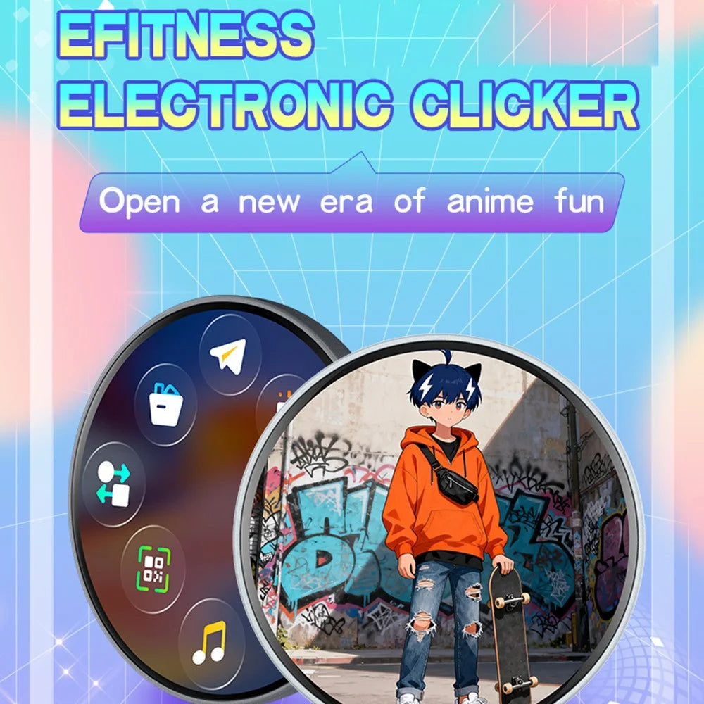 L8 Electronic Badge 1.5 Inch LCD Name Tag for Students Fans Bluetooth-compatible Dynamic Screen Brooch Pin - Black Grey - 3