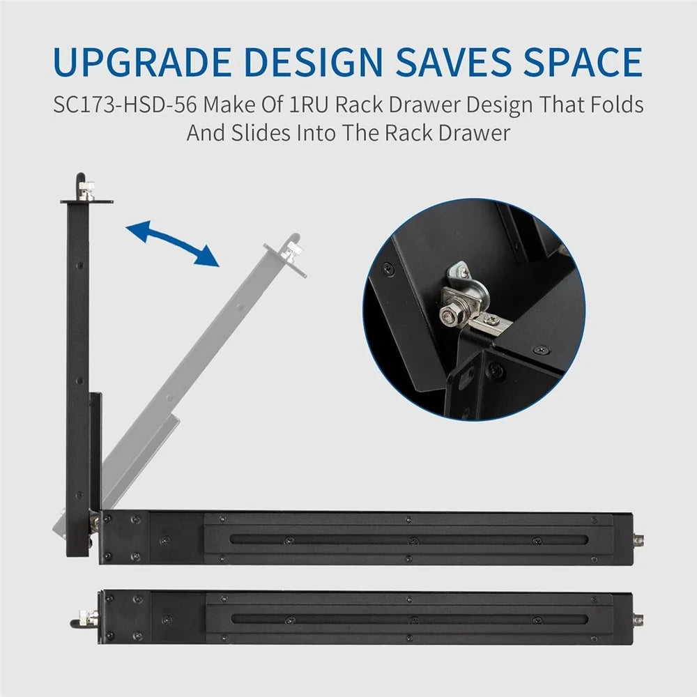 SEETEC SC173-HSD-56 17.3 Inch IPS Full HD Display Screen 1920x1080 1RU Drawer Rack Mount Monitor for Production / Broadcasting - US Plug - 6
