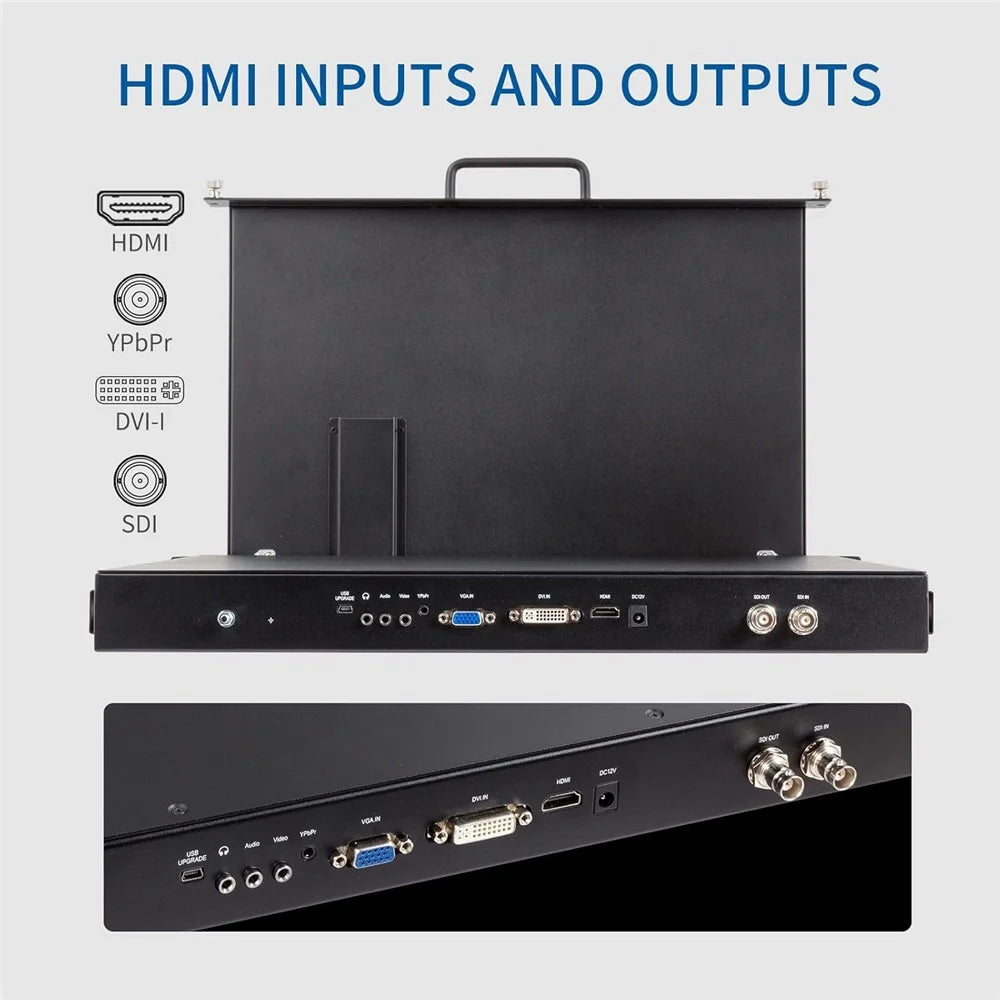 SEETEC SC173-HSD-56 17.3 Inch IPS Full HD Display Screen 1920x1080 1RU Drawer Rack Mount Monitor for Production / Broadcasting - US Plug - 7