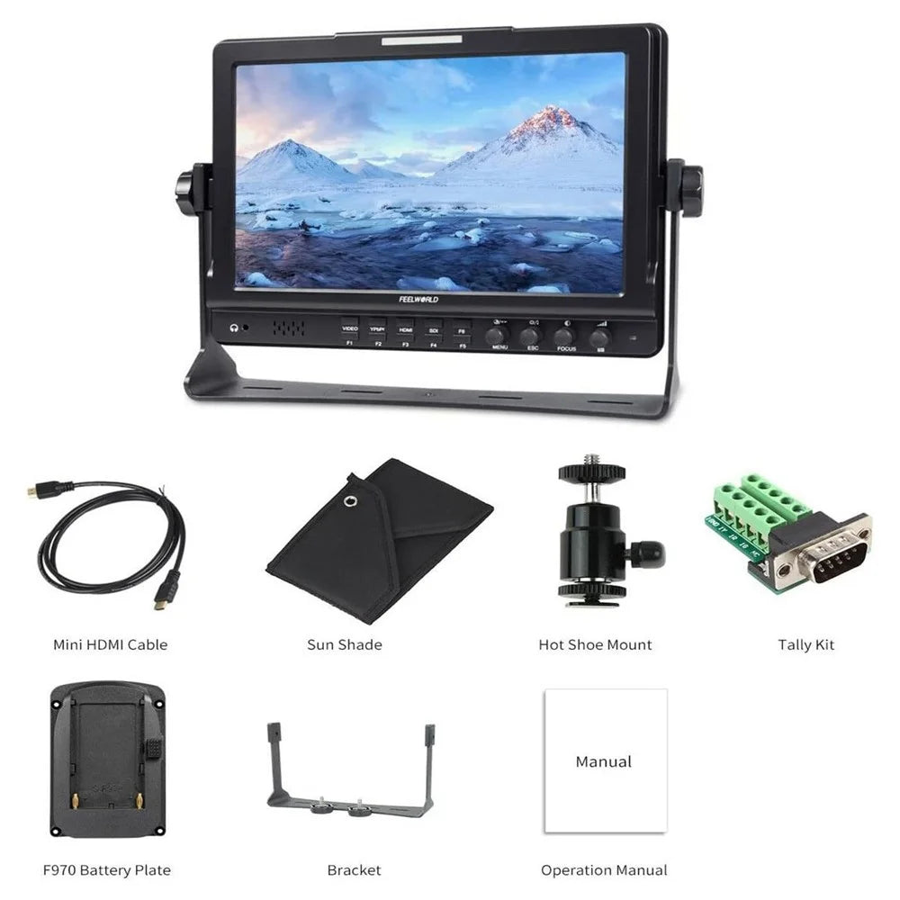 FEELWORLD FWFW1018SPV1 10 Inch SDI Camera Field Monitor HD Display 1920x1200 3G-SDI Input / Output - 6