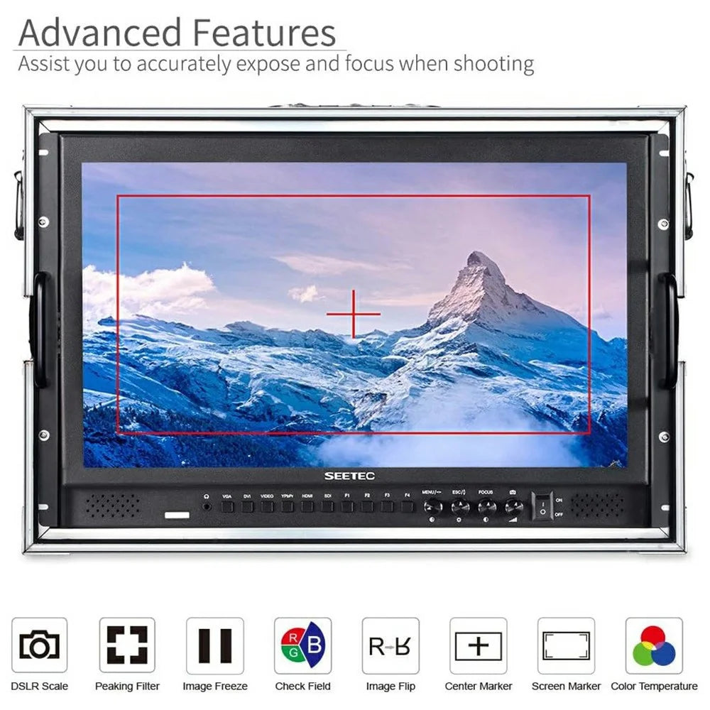 SEETEC P173-9HSD-CO 17.3 inch Aluminum Case Mountable Director Monitor 3G-SDI / HD 1920x1080 FHD Rack Broadcast Viewing Unit - US Plug - 4