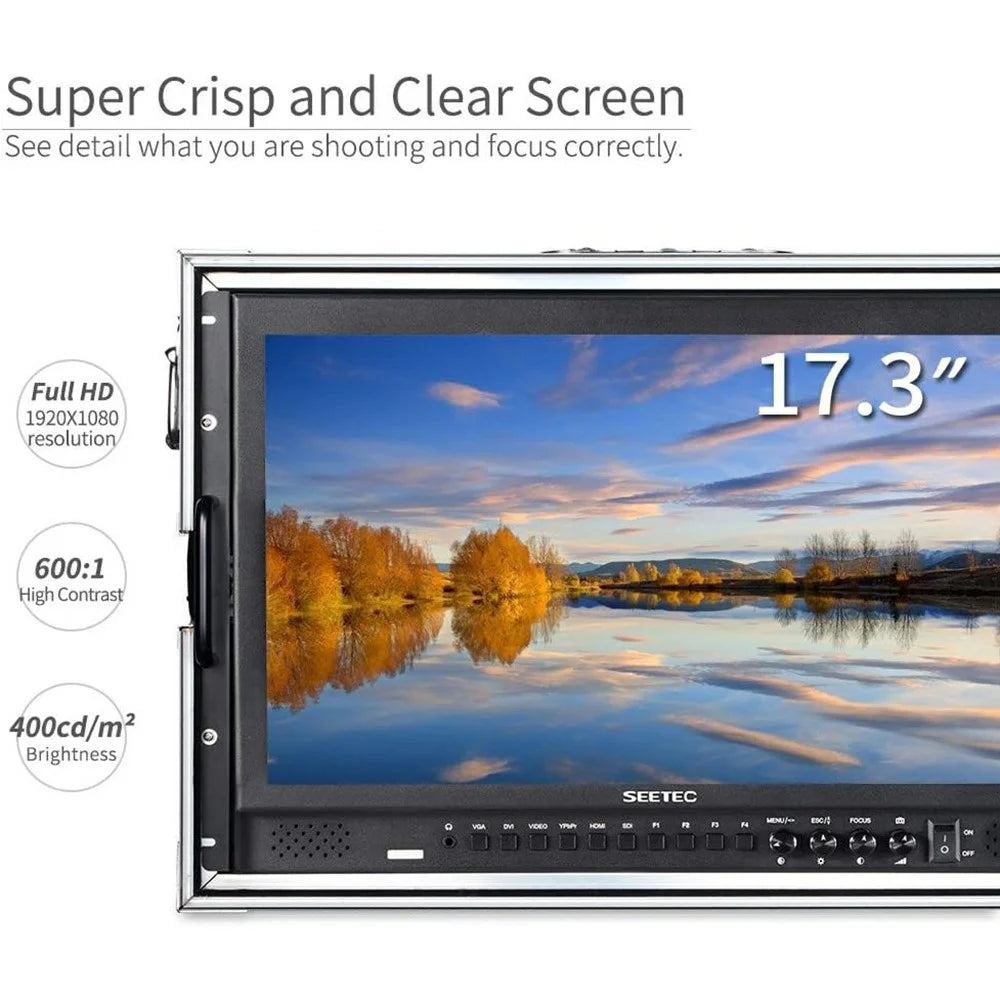 SEETEC P173-9HSD-CO 17.3 inch Aluminum Case Mountable Director Monitor 3G-SDI / HD 1920x1080 FHD Rack Broadcast Viewing Unit - US Plug - 6