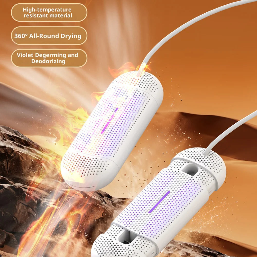 UV Sterilization Adjustable Shoe Dryer PTC Ceramic Heating Odor Removal with Timer, for Shoe Size 28-45 - White/US Plug - 2