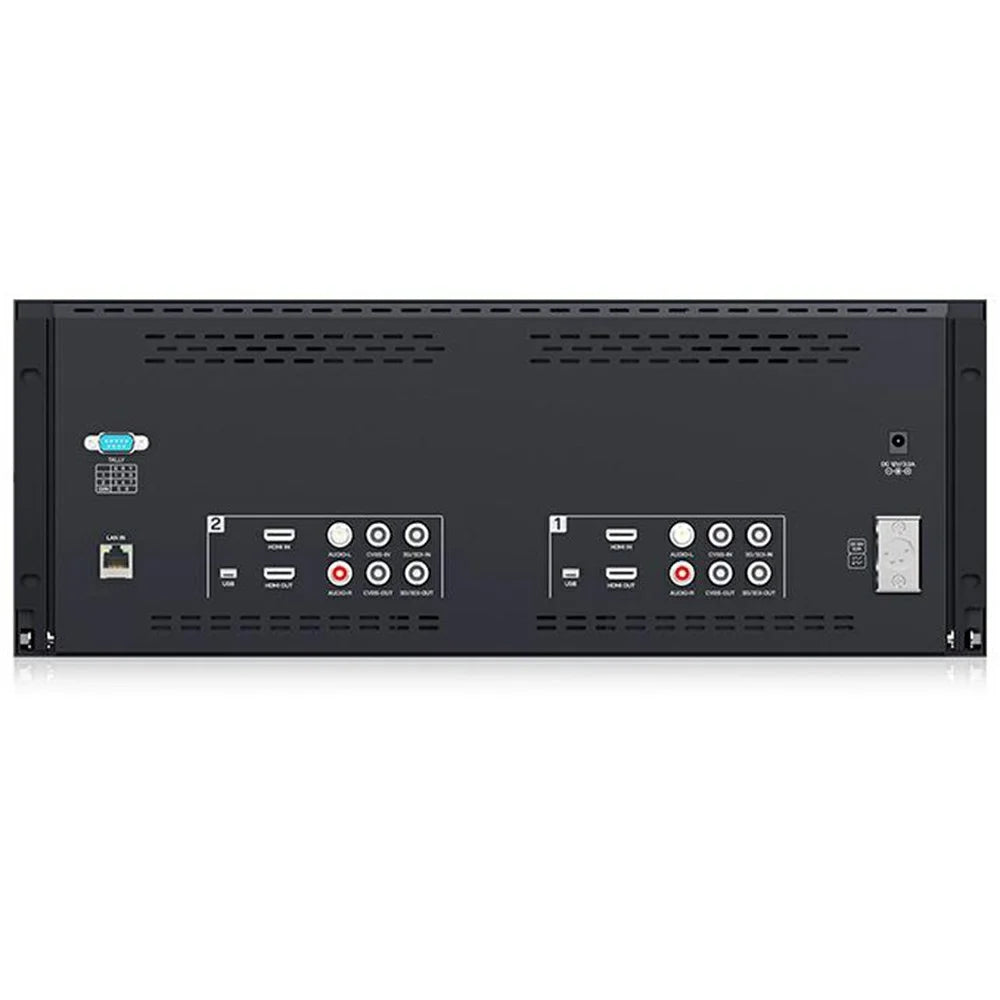 FEELWORLD D101 PLUS Dual 10.1 Inch 4RU Rack Mount Monitor 4K HD SDI 1920x1200 IPS Screen Professional Display - US Plug - 2