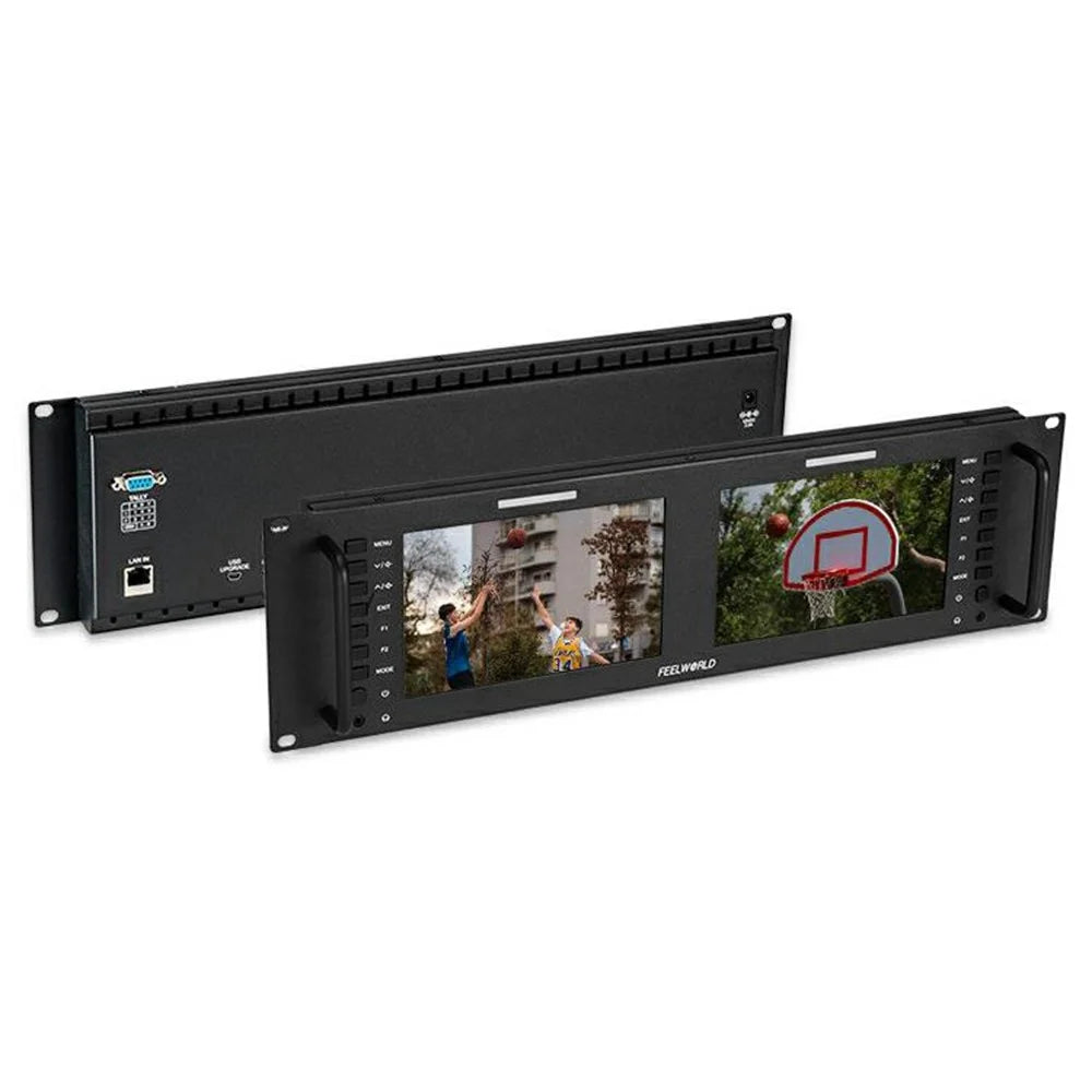FEELWORLD D71 PLUS-H Dual 7 Inch 1920x1200 IPS Screen 3RU Rack Mount Monitor 4K HD / Waveform / Vector Scope - US Plug - 1