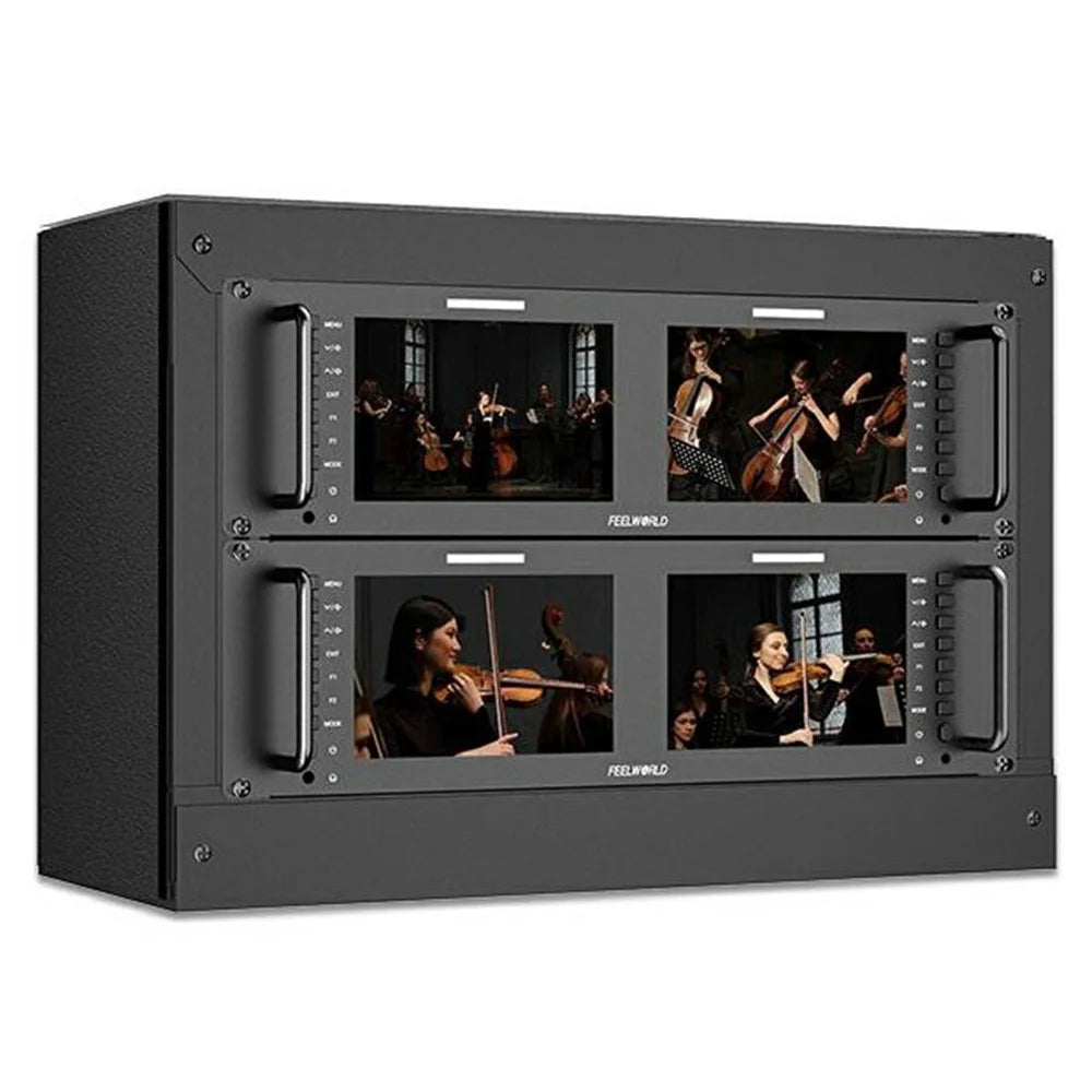 FEELWORLD D71 PLUS-H Dual 7 Inch 1920x1200 IPS Screen 3RU Rack Mount Monitor 4K HD / Waveform / Vector Scope - US Plug - 2